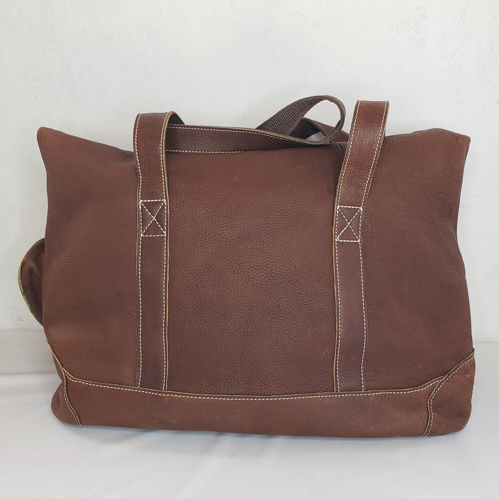 LL Bean BAG Brown Pebbled Leather Large Tote Carry Shopping Boat PREPPY MAINE - Picture 10 of 16